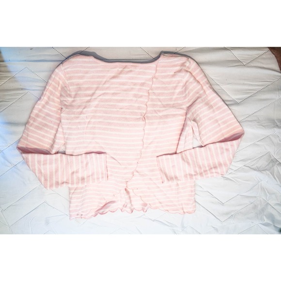 Maison Jules | Striped Scalloped Crossover Top, Sz M, Pink - Picture 5 of 5
